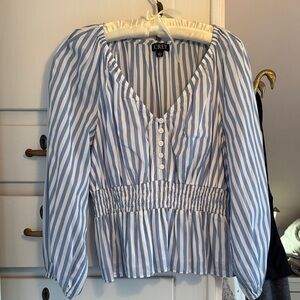 J. Crew Blue and White Striped Blouse